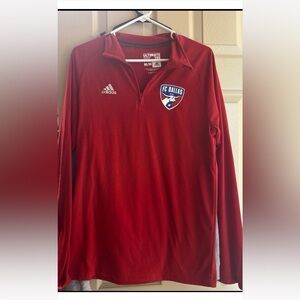 Adidas FC Dallas Men's Soccer Medium Red Quarter Zip Long Sleeve Pullover